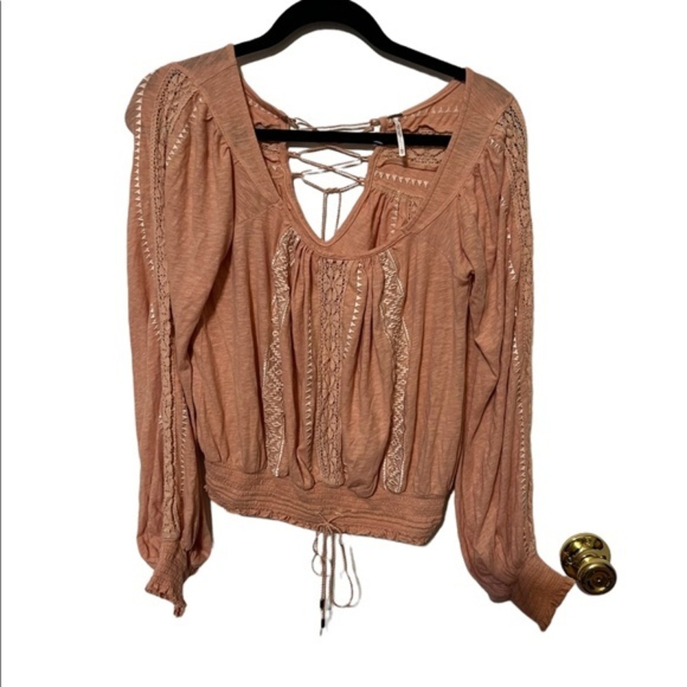 Free People Peach Color Top With Tie in the Front and Back Size XS
